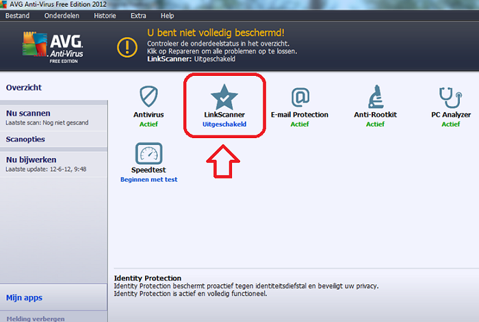 AVG: Zet LinkScanner uit, stap 1