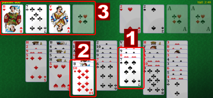 Freecell: verplaatsen