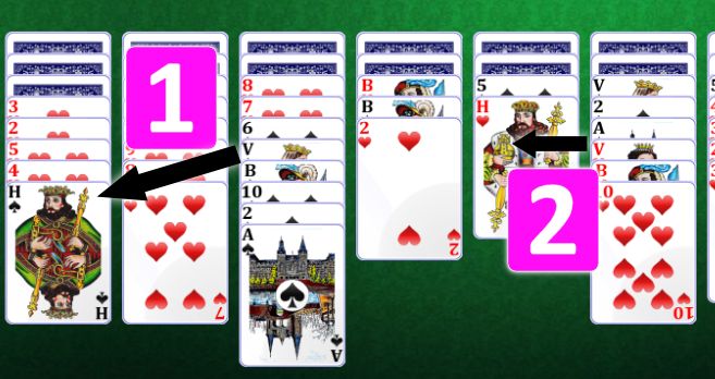 Spider Solitaire: verplaatsen